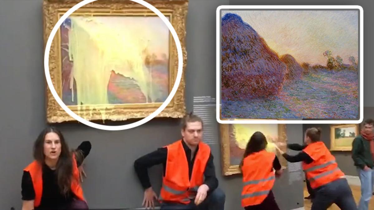 Van Gogh’un Tablosuna Çorba Fırlatan Aktivist Grup, Şimdi de 110 Milyon Dolarlık ’Monet’ Tablosuna Patates Püresi Fırlattı [Video]