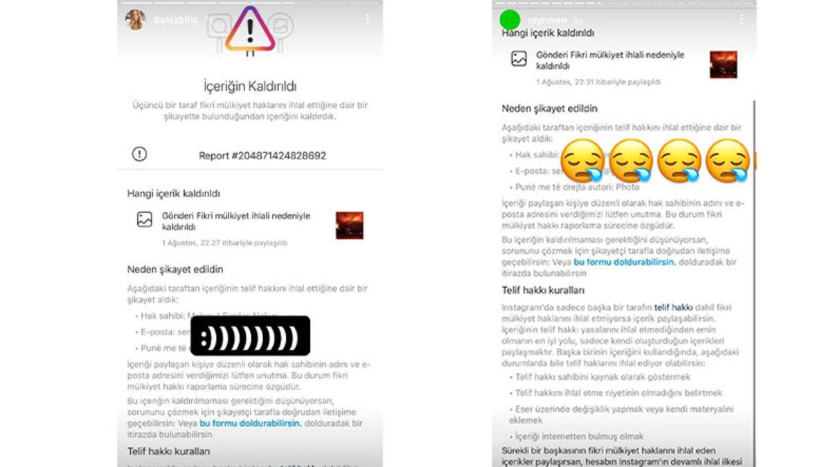 Danla Bilic ve Reynmen’in Orman Yangınları ile İlgili Gönderileri Kaldırıldı