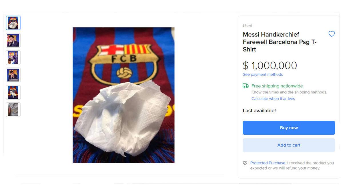 Messi’nin Barcelona’dan Ayrılış Konuşmasında Göz Yaşlarını ve Burnunu Sildiği Mendil Satışa Çıktı