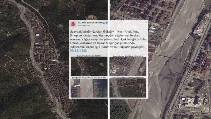 Göktürk-1 Uydusu, Karadeniz’deki Sel Felaketinin Boyutlarını Gözler Önüne Seren Fotoğraflar Gönderdi