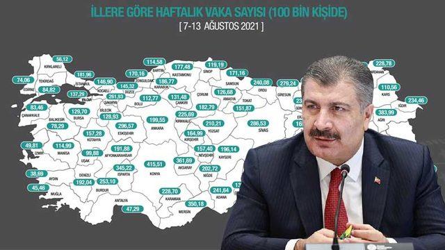 İllere Göre Haftalık Vaka Haritası Yayınlandı: Vakaların En Çok Arttığı Şehirler Belli Oldu