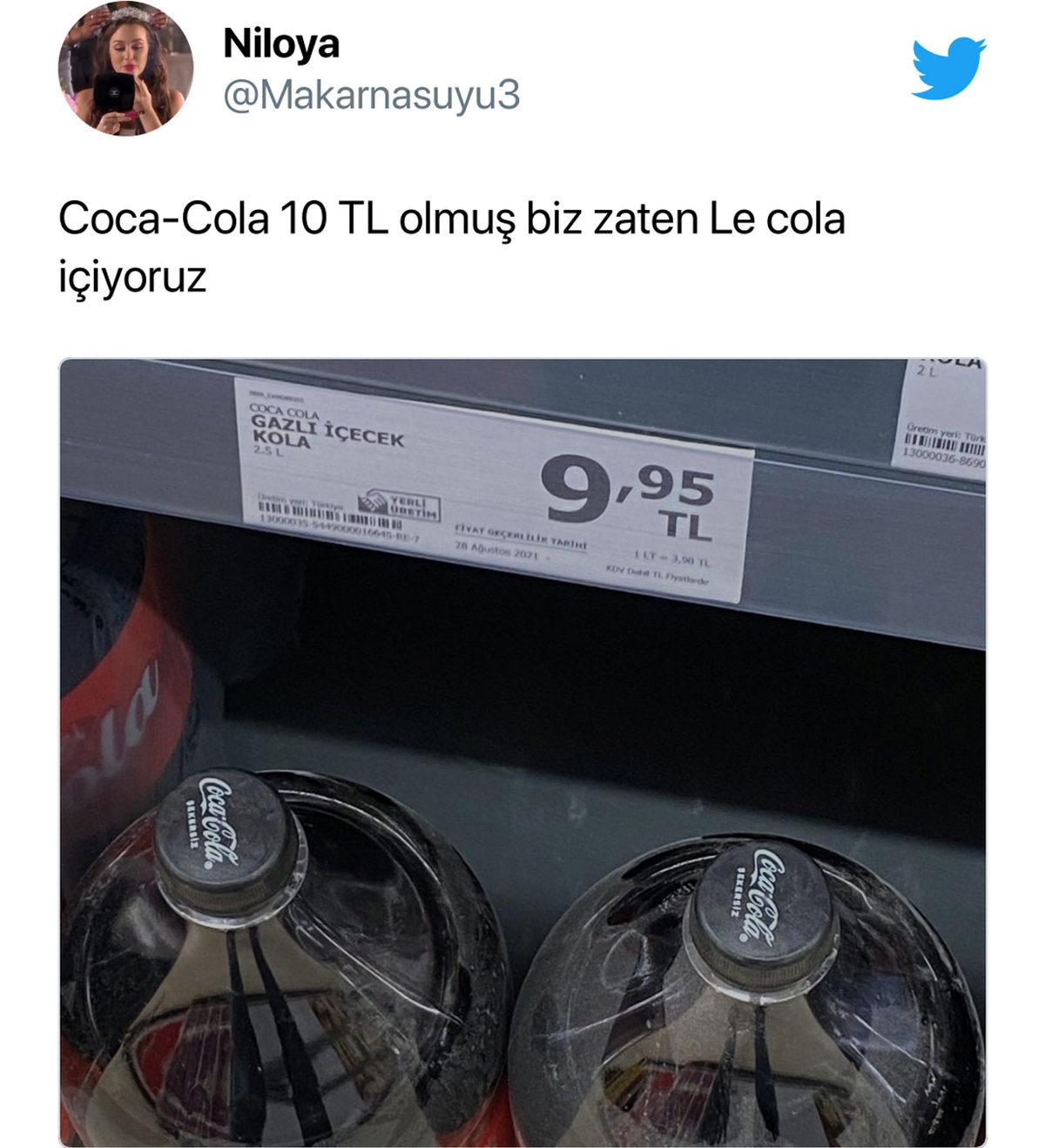 Coca Cola’nın Zamlarından Sonra 2,5 Litrelik Kolanın Fiyatı 10 TL’ye Dayandı: İşte Sosyal Medyadan Gelen Tepkiler