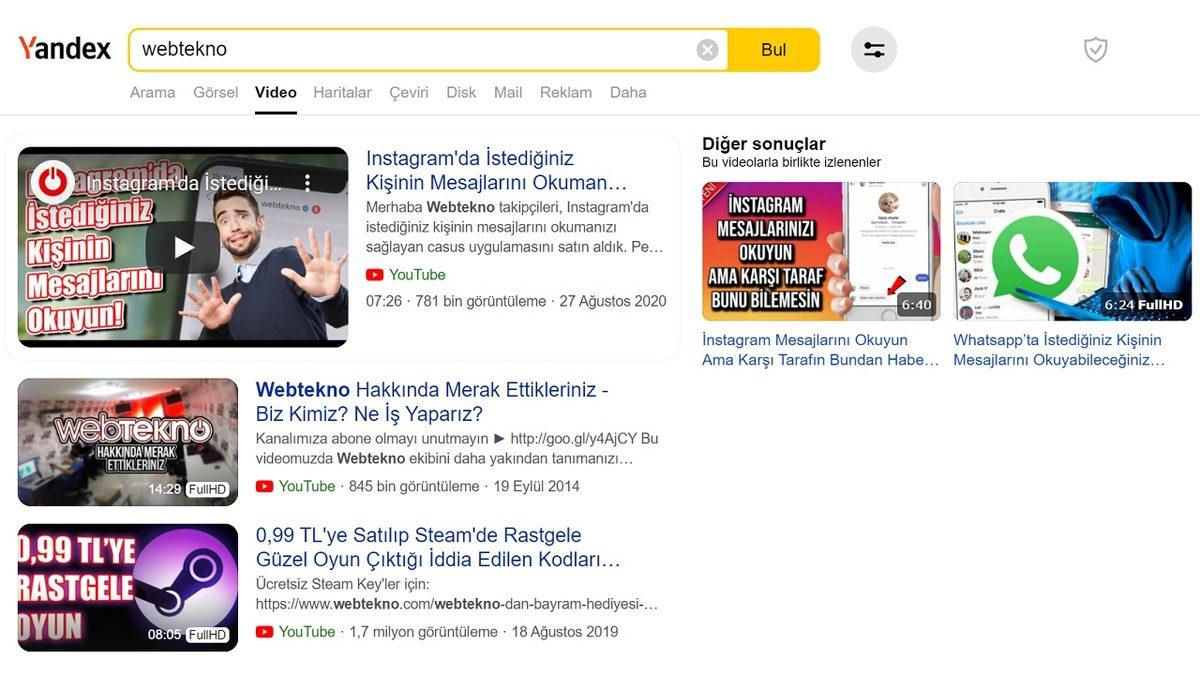 Yandex Video Arama Nasıl Kullanılır?