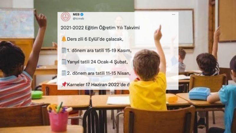 MEB, 2021-22 Takvimini Açıkladı: İşte Yarıyıl Tatili ve Karne Günü Tarihleri