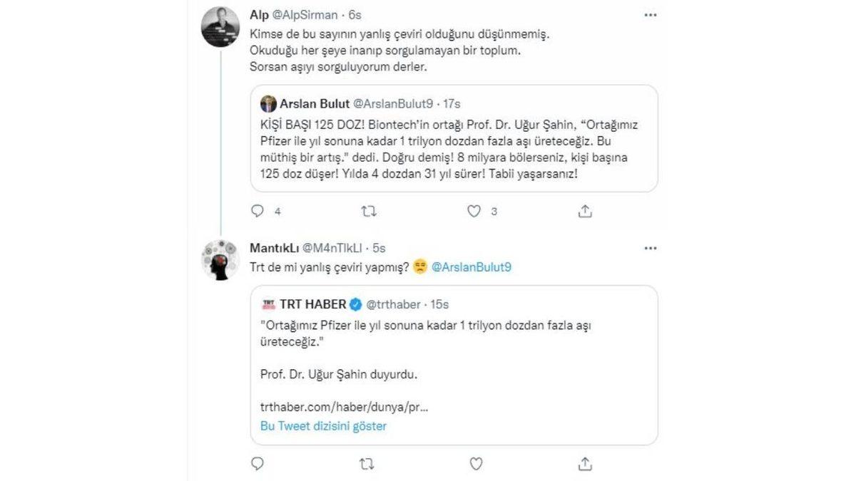 TRT Haber, Pfizer’ın 1 Trilyon(!) Doz Aşı Üreteceğini Yazdı, Diğer Siteler Onu Takip Etti: İşte Tepkiler
