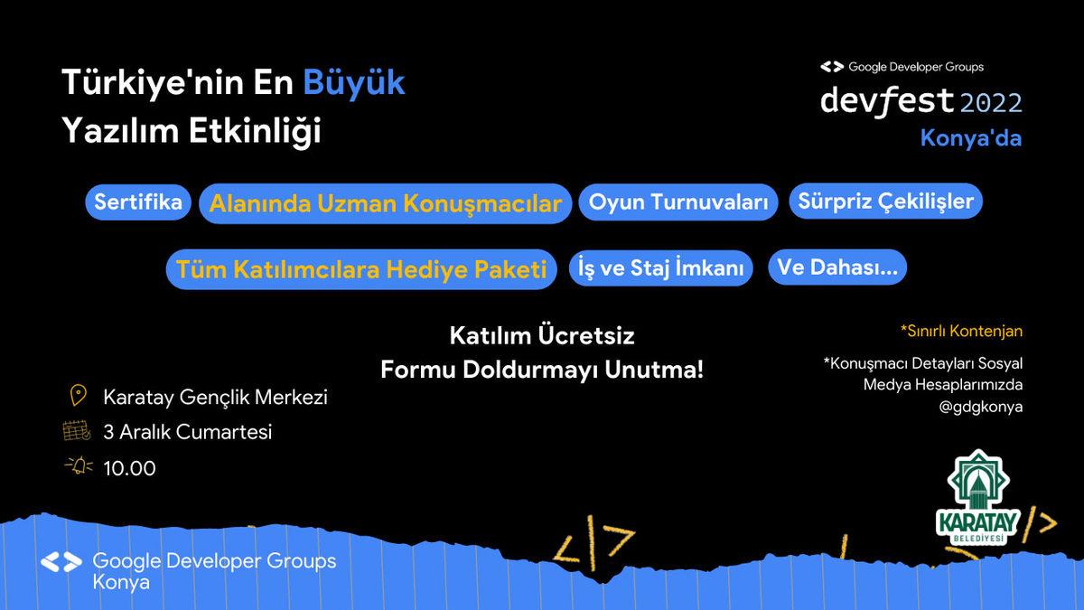 Google Developers Group Konya DevFest22, 3 Aralık Tarihinde Kapılarını Aralıyor