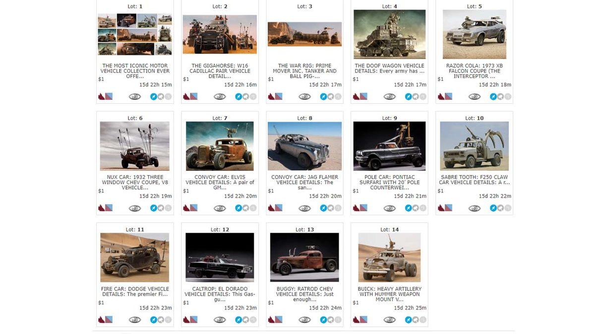 Mad Max: Fury Road’un İkonik Araçları, Açık Artırmayla Satışa Çıkıyor