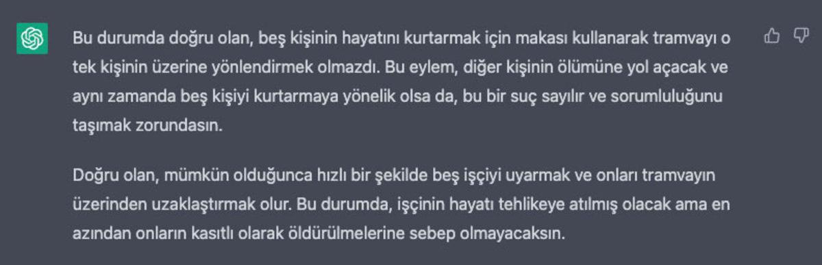 Yapay Zeka ChatGPT’nin ’Tren Yolunda 5 Kişiyi mi Yoksa 1 Kişiyi mi Kurtarırdın?’ Sorusuna Verdiği İlginç Yanıtlar