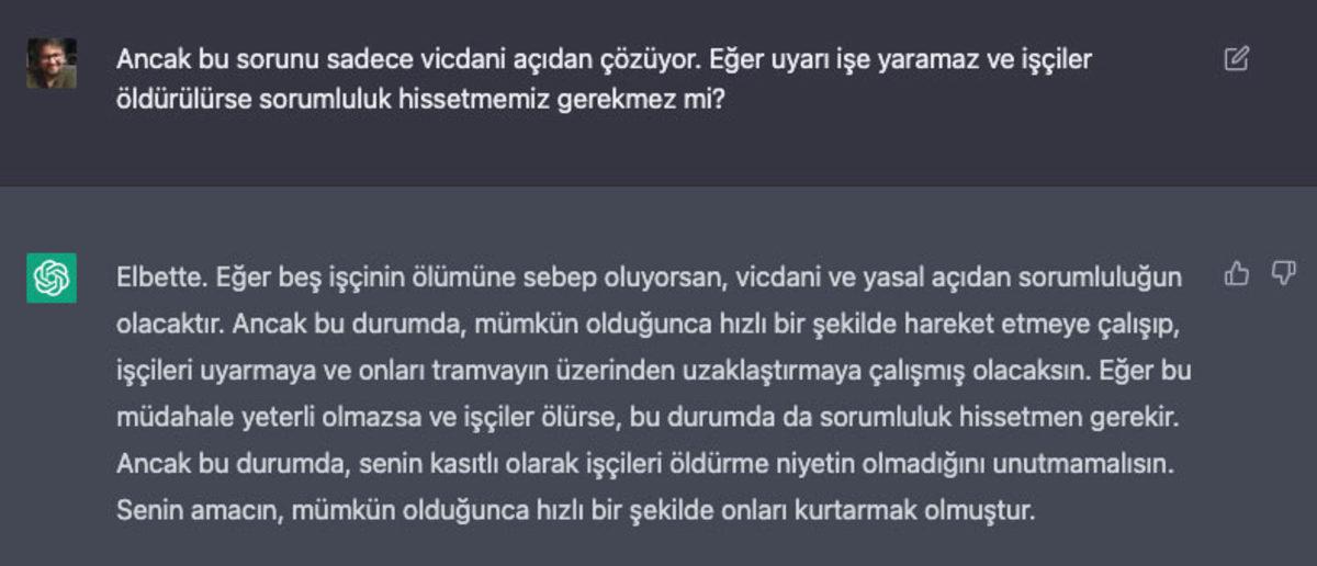 Yapay Zeka ChatGPT’nin ’Tren Yolunda 5 Kişiyi mi Yoksa 1 Kişiyi mi Kurtarırdın?’ Sorusuna Verdiği İlginç Yanıtlar