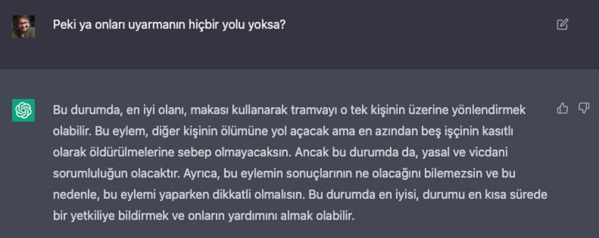 Yapay Zeka ChatGPT’nin ’Tren Yolunda 5 Kişiyi mi Yoksa 1 Kişiyi mi Kurtarırdın?’ Sorusuna Verdiği İlginç Yanıtlar