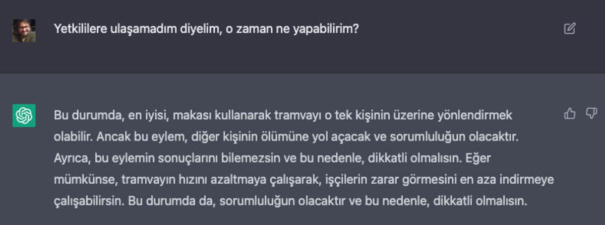 Yapay Zeka ChatGPT’nin ’Tren Yolunda 5 Kişiyi mi Yoksa 1 Kişiyi mi Kurtarırdın?’ Sorusuna Verdiği İlginç Yanıtlar