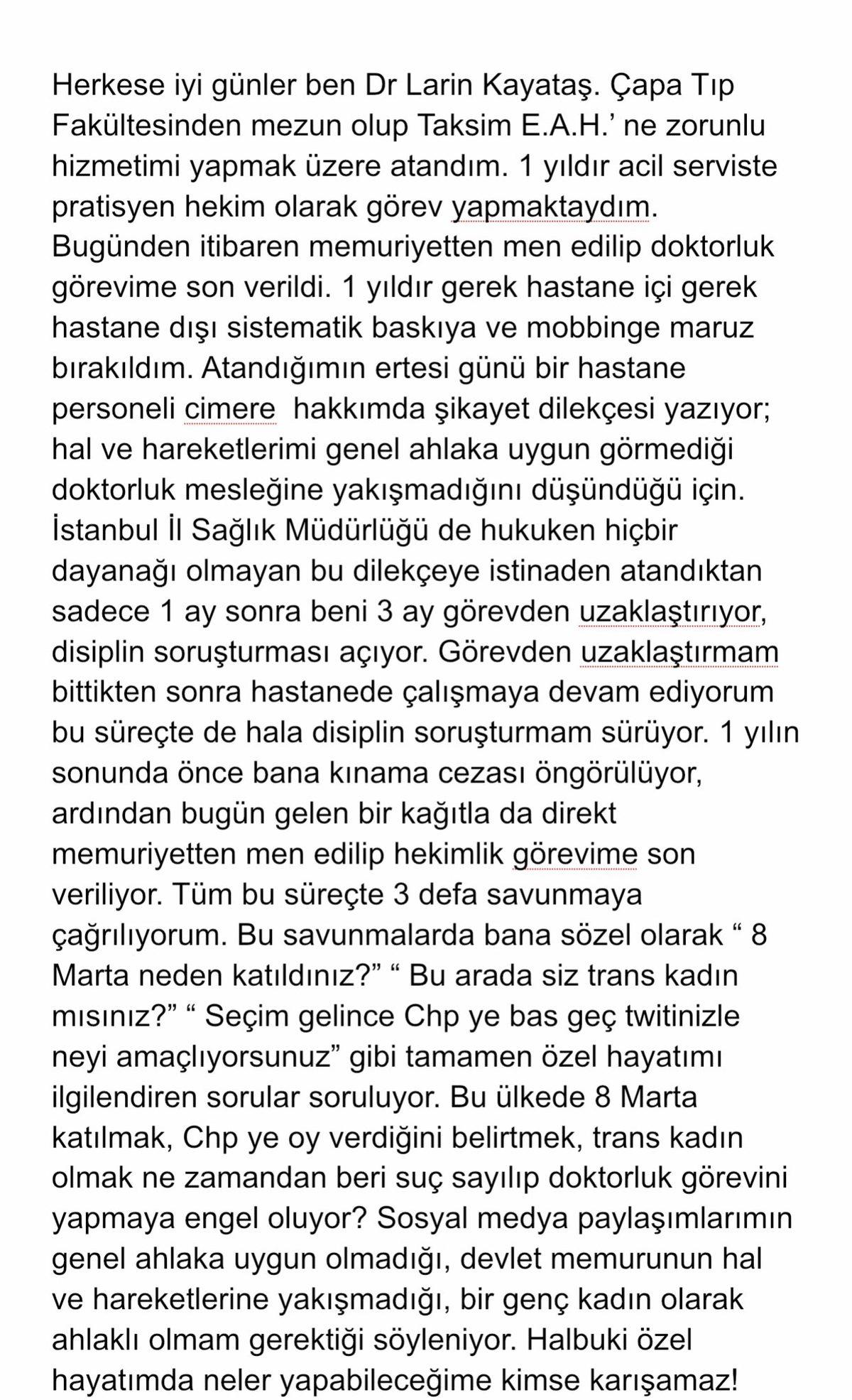 Twitter Fenomeni Larin, Sosyal Medyadaki Paylaşımları Nedeniyle Doktorluktan Men Edildiğini Açıkladı
