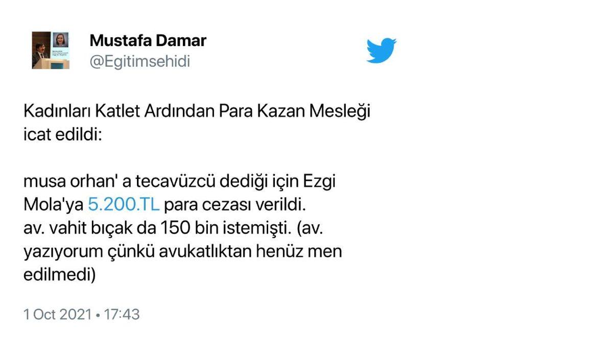 Tecavüzden Yargılanan Musa Orhan’a ’Tecavüzcü’ Dediği İçin Ceza Alan Ezgi Mola’ya Twitter’da Destek Yağdı