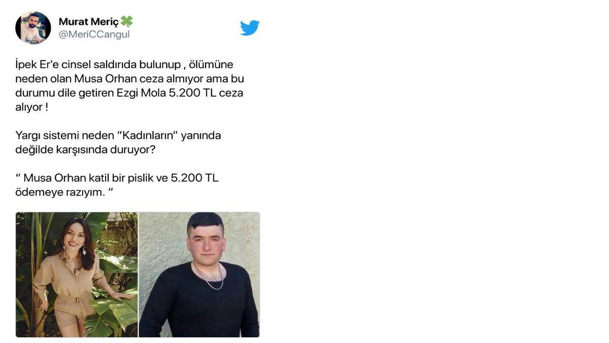 Tecavüzden Yargılanan Musa Orhan’a ’Tecavüzcü’ Dediği İçin Ceza Alan Ezgi Mola’ya Twitter’da Destek Yağdı
