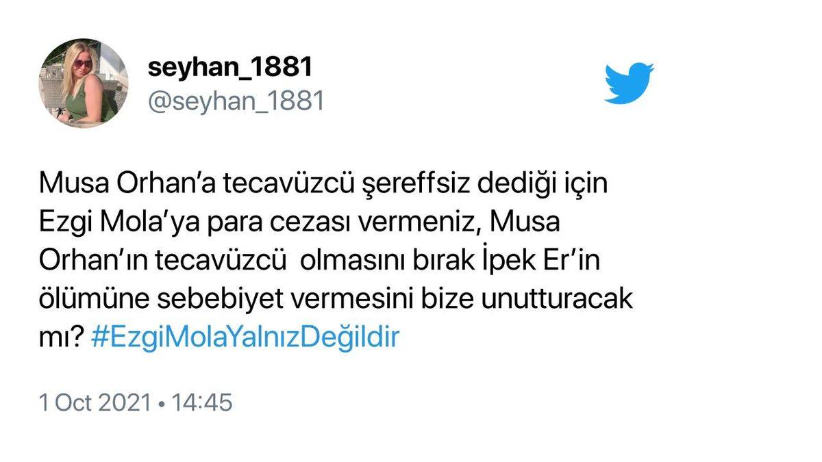 Tecavüzden Yargılanan Musa Orhan’a ’Tecavüzcü’ Dediği İçin Ceza Alan Ezgi Mola’ya Twitter’da Destek Yağdı