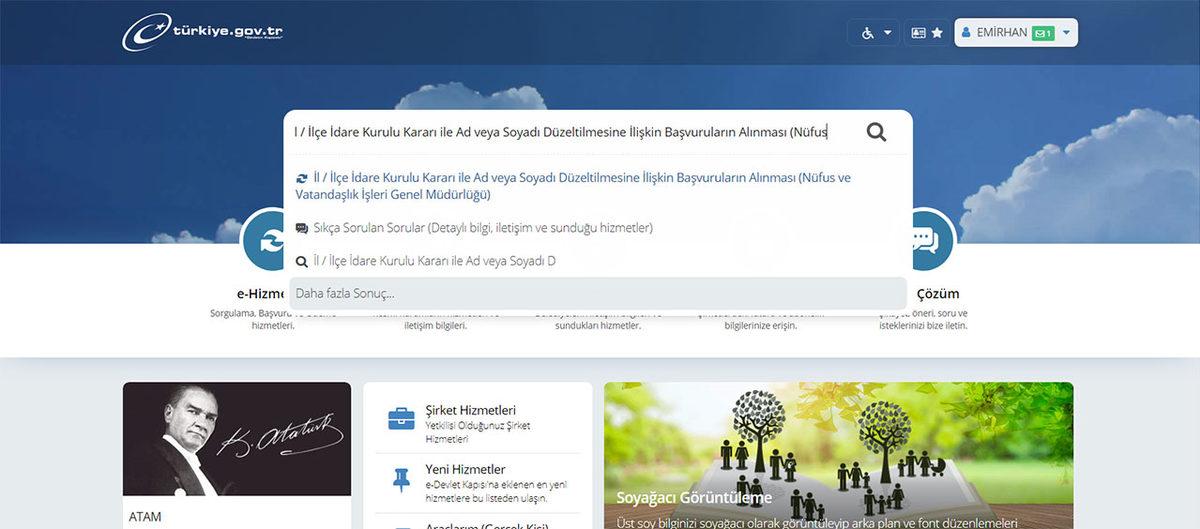 e-Devlet’e Yeni Bir Hizmet Eklendi: Ad ve Soyadı Değişikliği Başvurusu Yapılabilecek