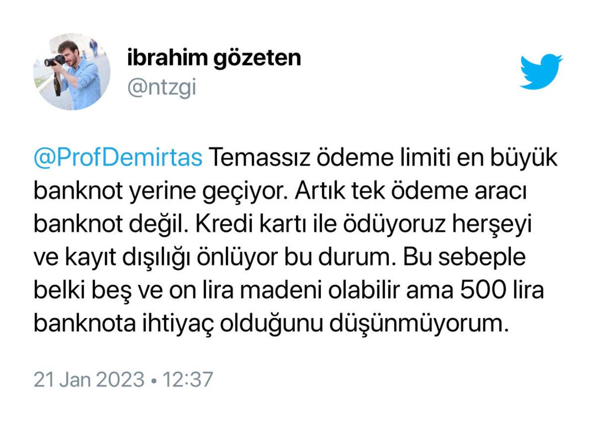 Ekonomist Özgür Demirtaş’tan 500 TL ve 1000 TL’lik Banknot Çağrısı Twitter’da Yankı Buldu