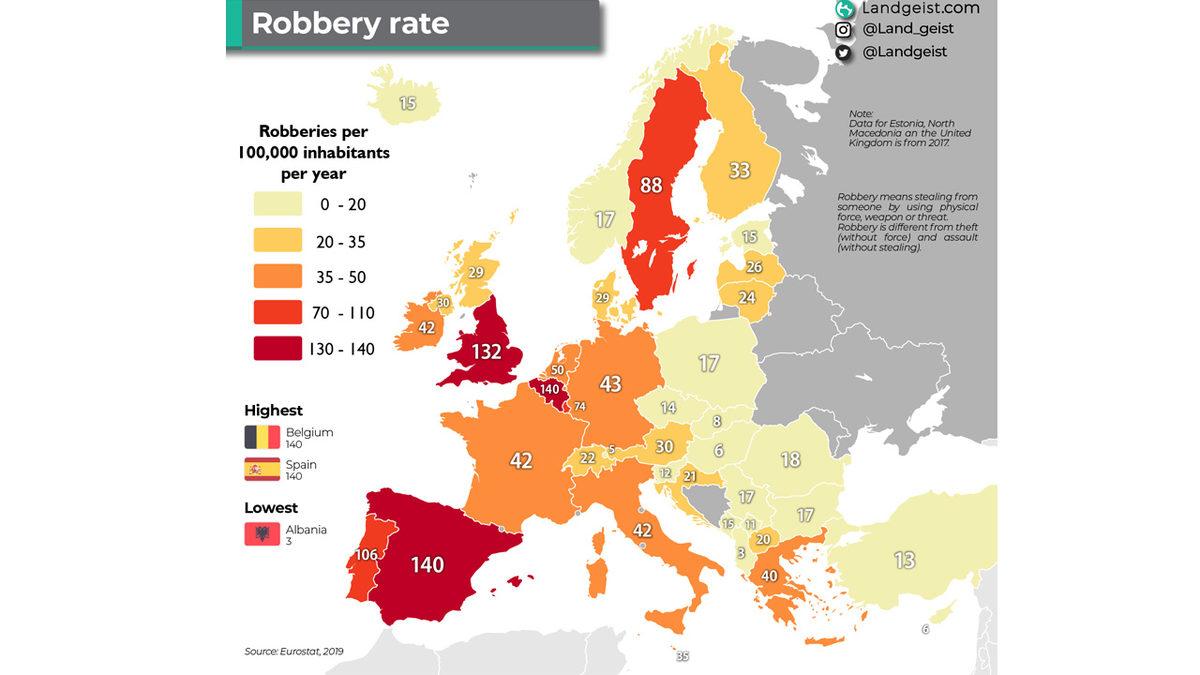 Bu Kez Avrupa Bizi Gerçekten Kıskandı: Ülkelerin Kişi Başına ‘Soygun Oranı’ Açıklandı (Türkiye’den Şaşırtan Sonuç)