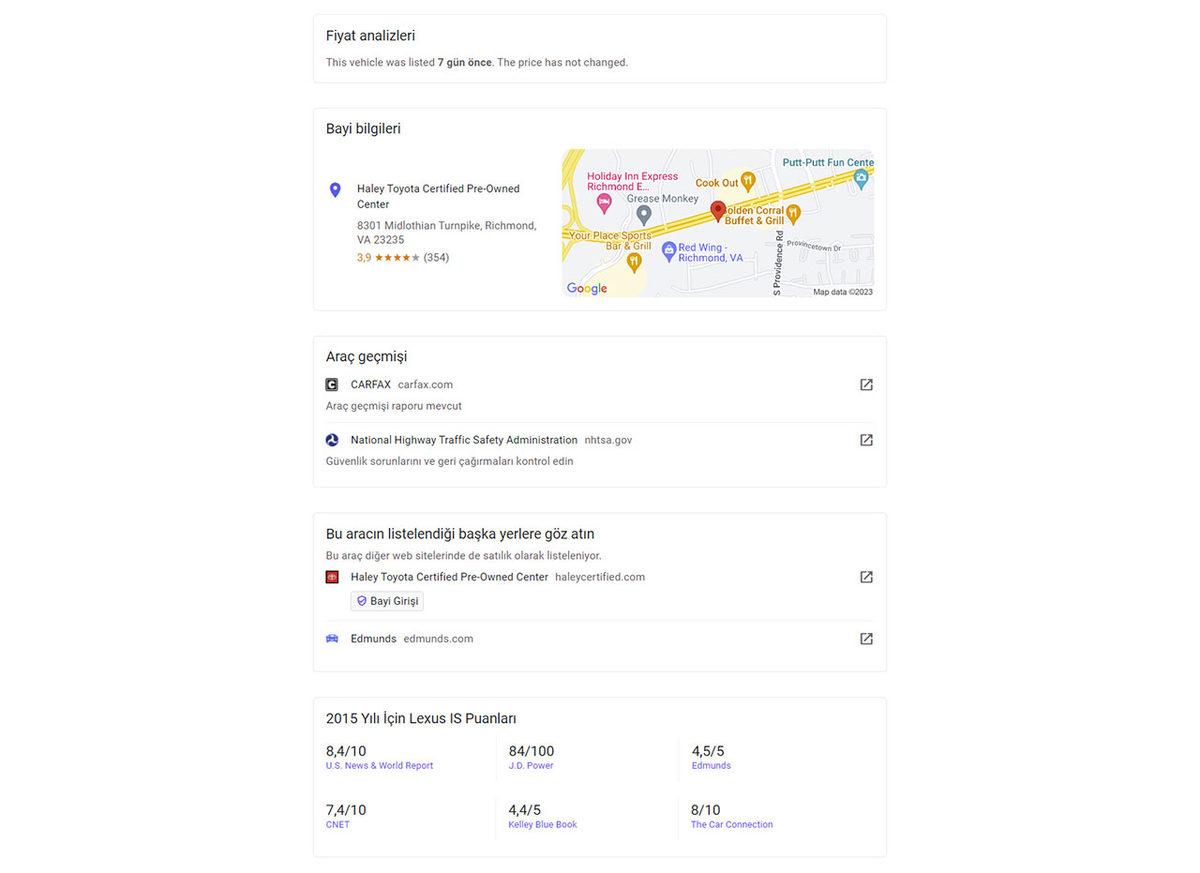 Google, Yakınınızdaki Satılık İkinci El Otomobilleri Göstermeye Başlayacak: İşte İlk Ekran Görüntüleri