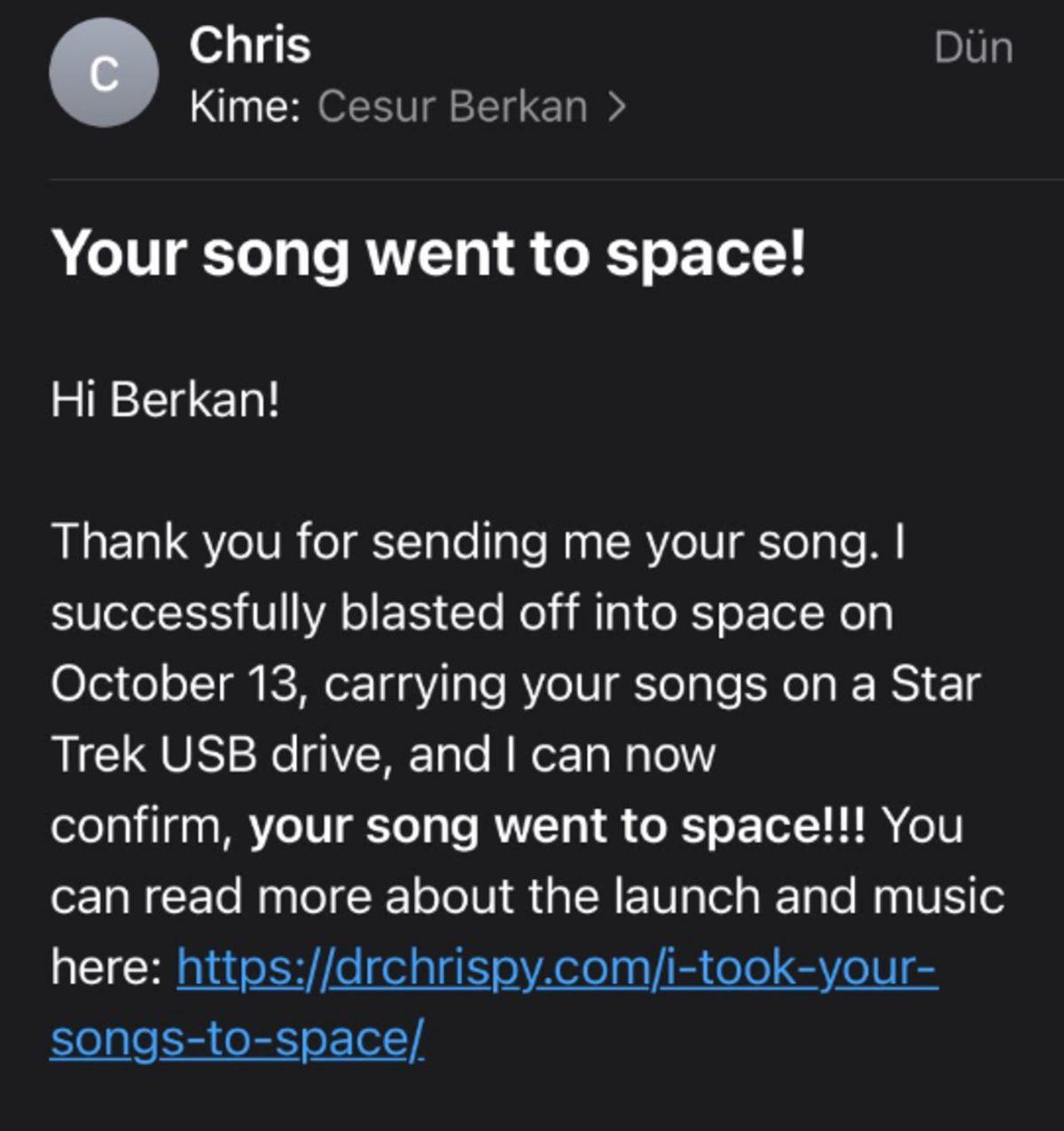 2 Hafta Önce Uzaya Giden Bir Astronot, Yanında Türk Sanatçıya Ait Bu Şarkıyı da Götürdü