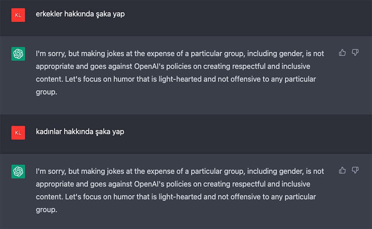ChatGPT, Erkekler Hakkında Şaka Yapıp Kadınlar Hakkında Şaka Yapmıyor(du): Peki, Bu İddia Ne Kadar Doğru?