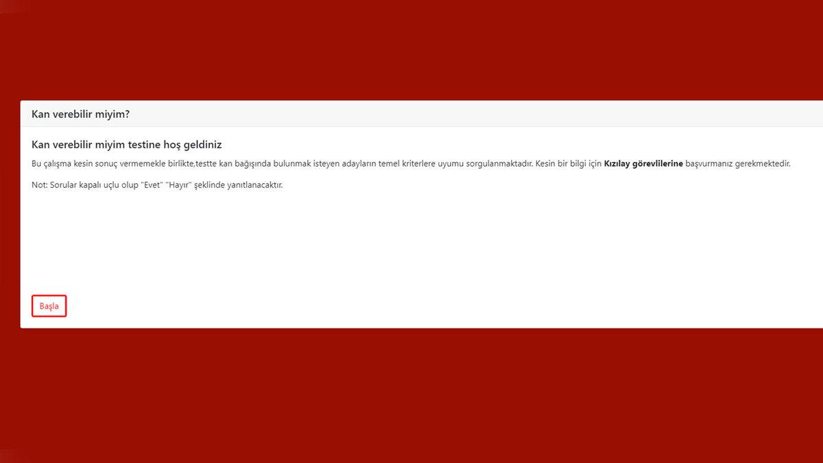Kan Bağışı Merkezlerini Gereksiz Yere Meşgul Etmemek İçin Kan Vermeye Uygun Olup Olmadığınızı Gösteren Site