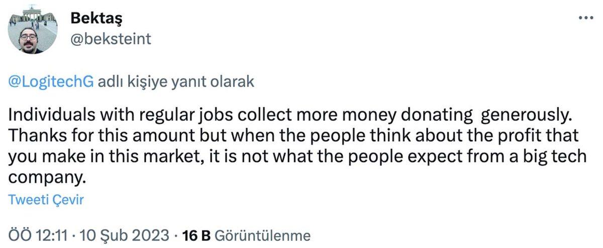 Logitech, Deprem Bölgesine Yapacağı Bağış Miktarı Nedeniyle Sosyal Medyada Tepki Topladı