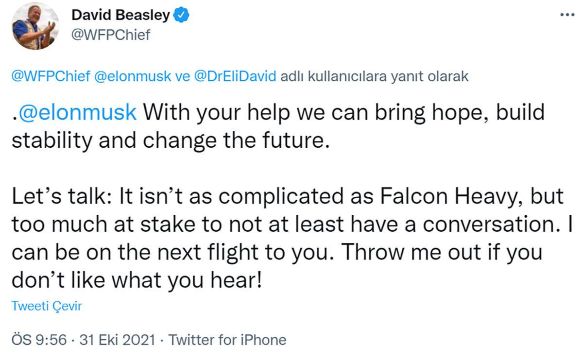 Elon Musk’a ’Açlığı Bitirme Çağrısı’ Yapan BM Yetkilisinden Yeni Çağrı: En Azından Bi’ Konuşalım