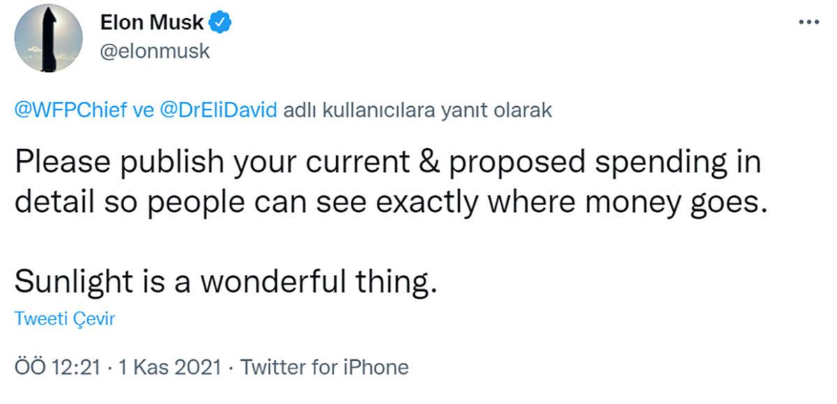 Elon Musk’a ’Açlığı Bitirme Çağrısı’ Yapan BM Yetkilisinden Yeni Çağrı: En Azından Bi’ Konuşalım