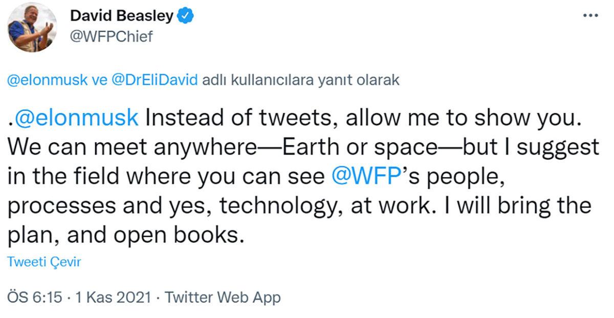 Elon Musk’a ’Açlığı Bitirme Çağrısı’ Yapan BM Yetkilisinden Yeni Çağrı: En Azından Bi’ Konuşalım