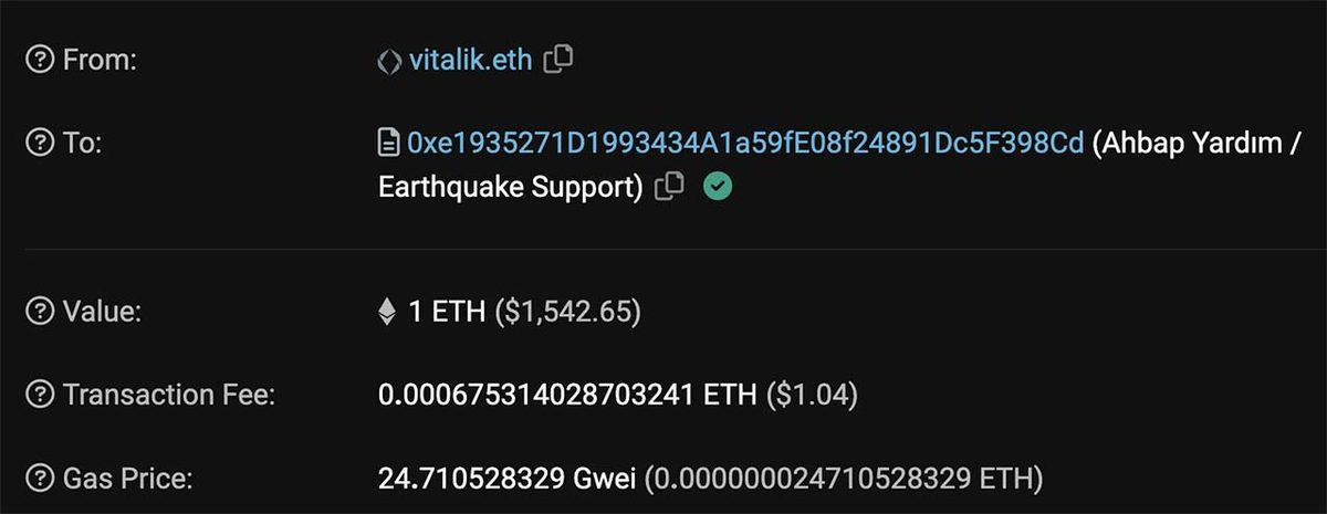 İlk Bağış Miktarı Tepki Çeken Ethereum’un Kurucusu Vitalik Buterin, Depremzedeler İçin Büyük Bir Bağış Daha Yaptı