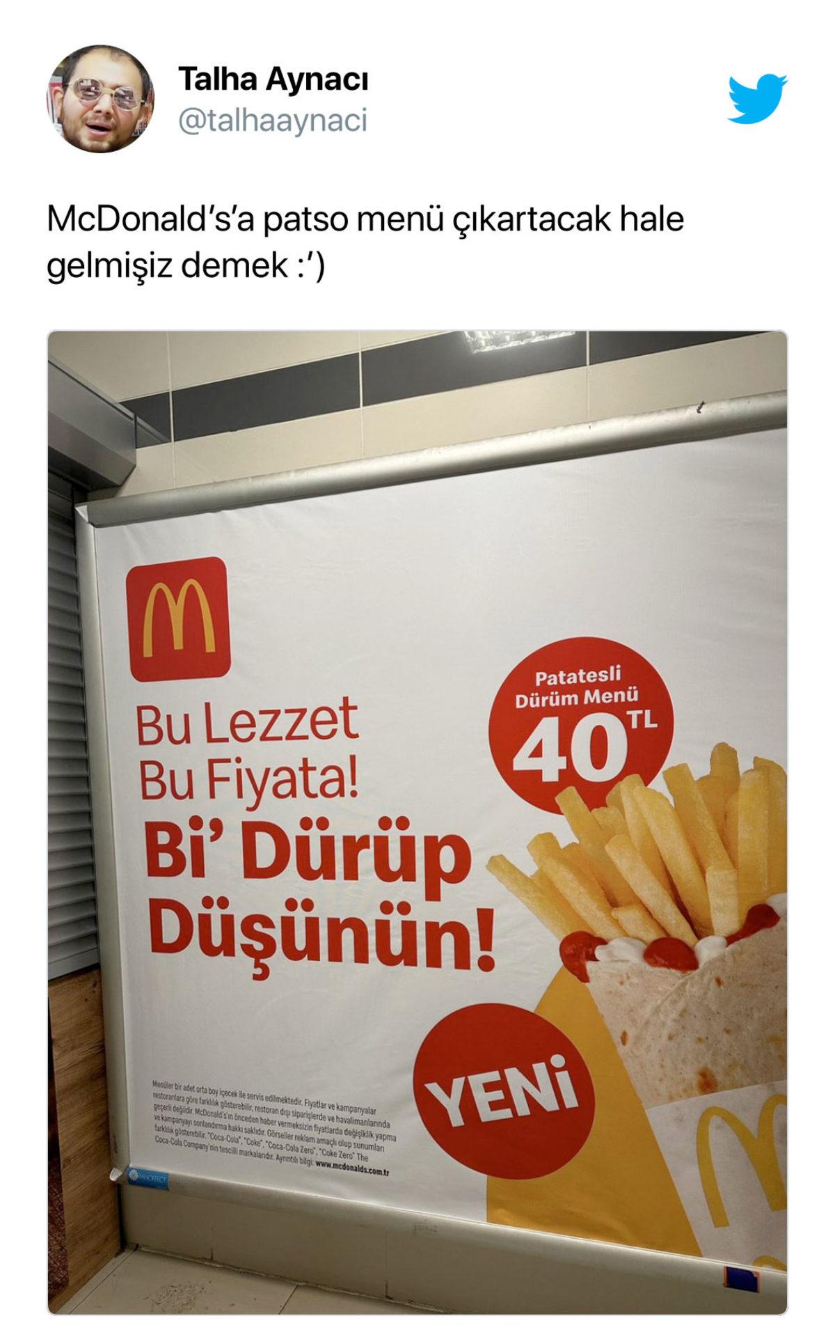 McDonald’s’ın 80 TL’ye ‘Patates Dürüm Menü’ Satmaya Başlamasını Konuşmamız Gerek: İşte Sosyal Medyadan Gelen Tepkiler...