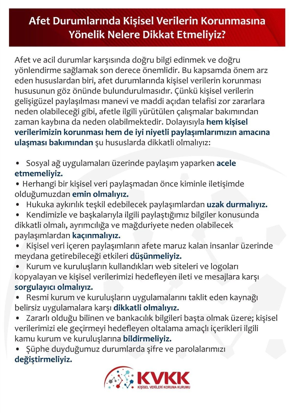 Afet Durumlarında Kişisel Verilerin Korunması İçin Dikkat Edilmesi Gerekenler