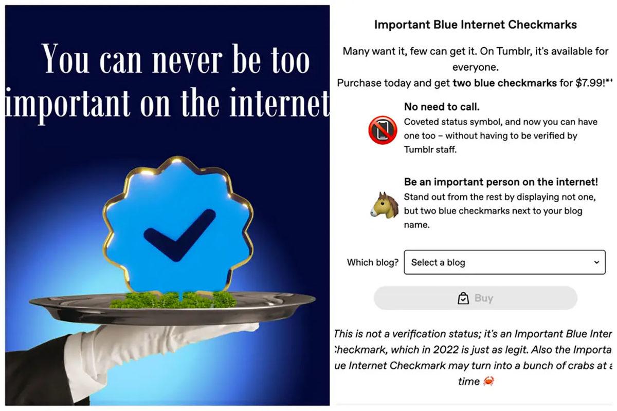 Tumblr, Twitter’ın ’Ücretli Mavi Tik’ Özelliği ile Dalga Geçerken Yanlışlıkla Para Kazandı