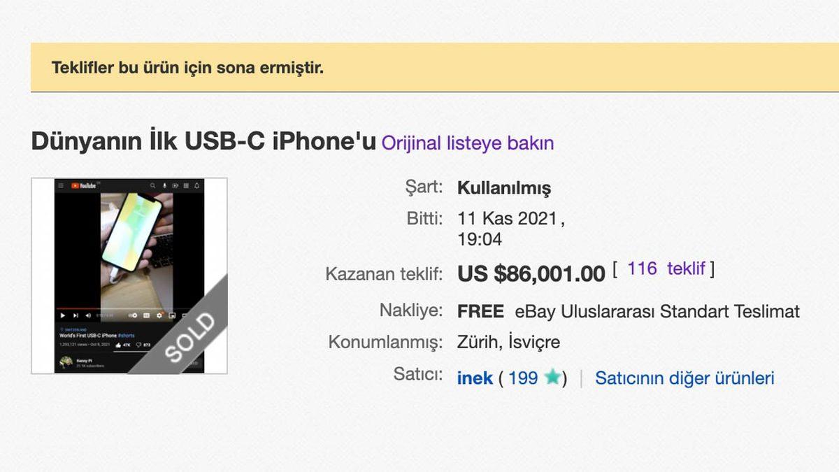 Bunu Gören Apple Çalışmalara Başladı Bile: İlk ve Tek USB Type-C Girişli iPhone, 86 Bin Dolara Satıldı