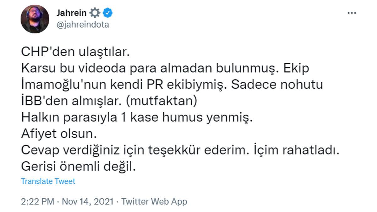 Ekrem İmamoğlu’nun Karsu’yla Çektiği Yemek Videosuna Tepki Gösteren Jahrein, İftirayla Suçlandı: İşte Gelen Tepkiler