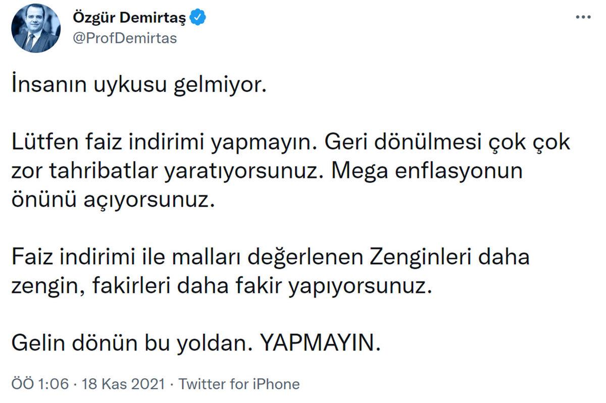 Prof. Özgür Demirtaş’tan 