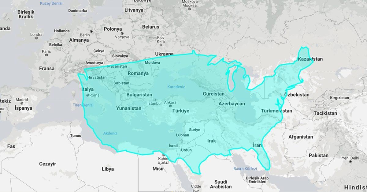 Türkiye’nin Büyüklüğünü Diğer Ülkelerle Kıyasladık: Ortaya Şaşırtıcı Sonuçlar Çıktı (Yüz Ölçümü Olarak)