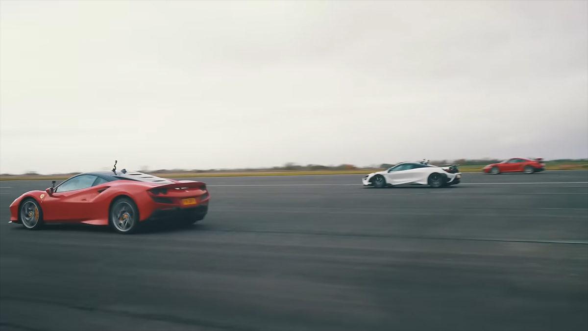 Devlerin Kapışması: Ferrari F8 Tributo, McLaren 765LT ve Porsche 911 GT2 RS, Drag Yarışında Tozu Dumana Kattı