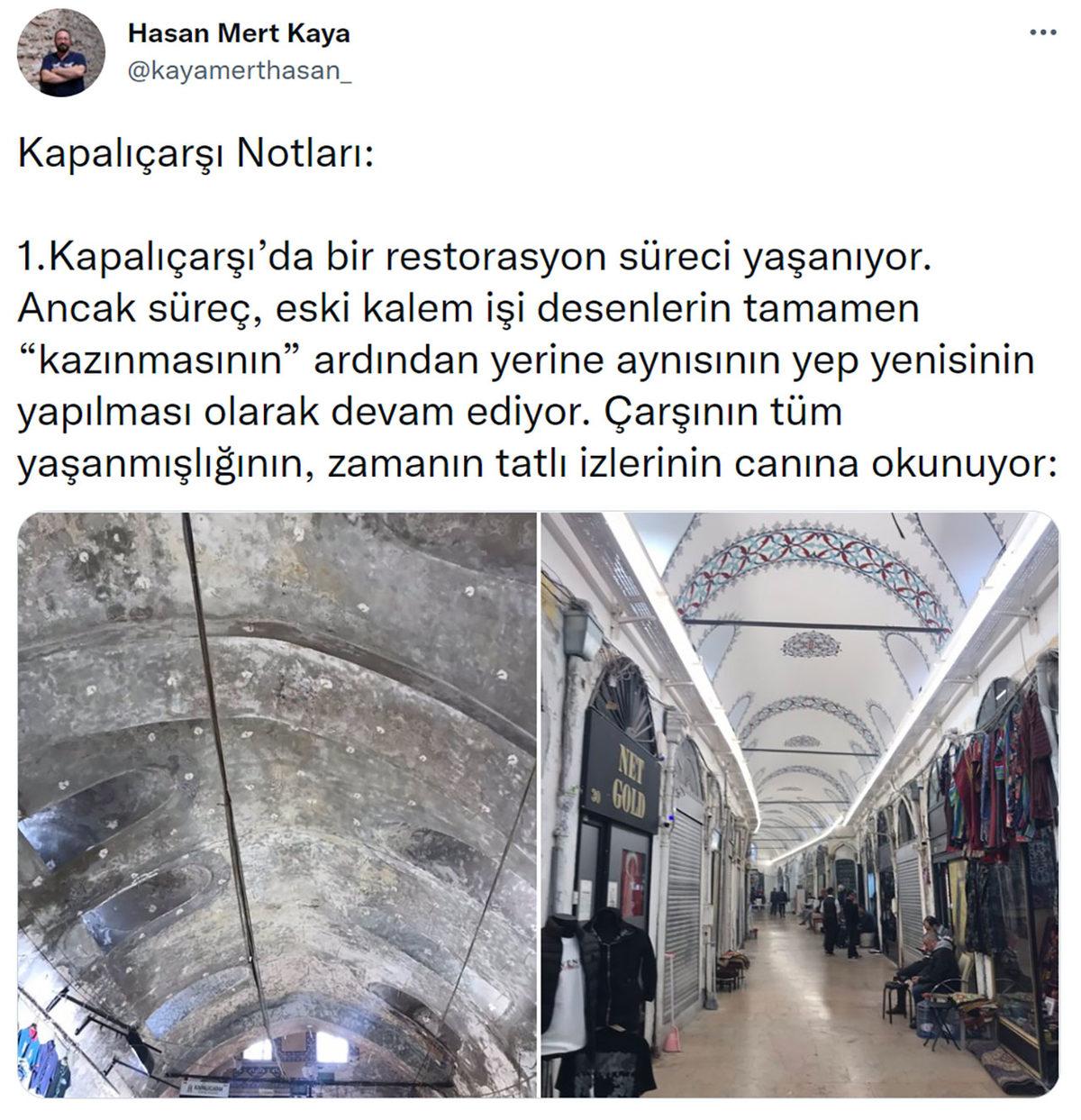 Türkiye’deki Restorasyon Facialarında Bugün: Tarihi Kapalıçarşı’daki 560 Yıllık Orijinal Çizimlerin Kazınması Tepki Çekti