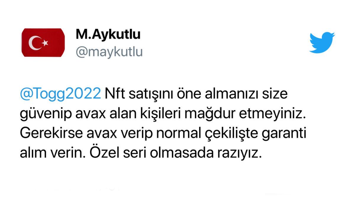 Togg’dan Ön Sipariş İçin AVAX Alanların Yüzde 25 Zarar Etmesi Hakkında Açıklama
