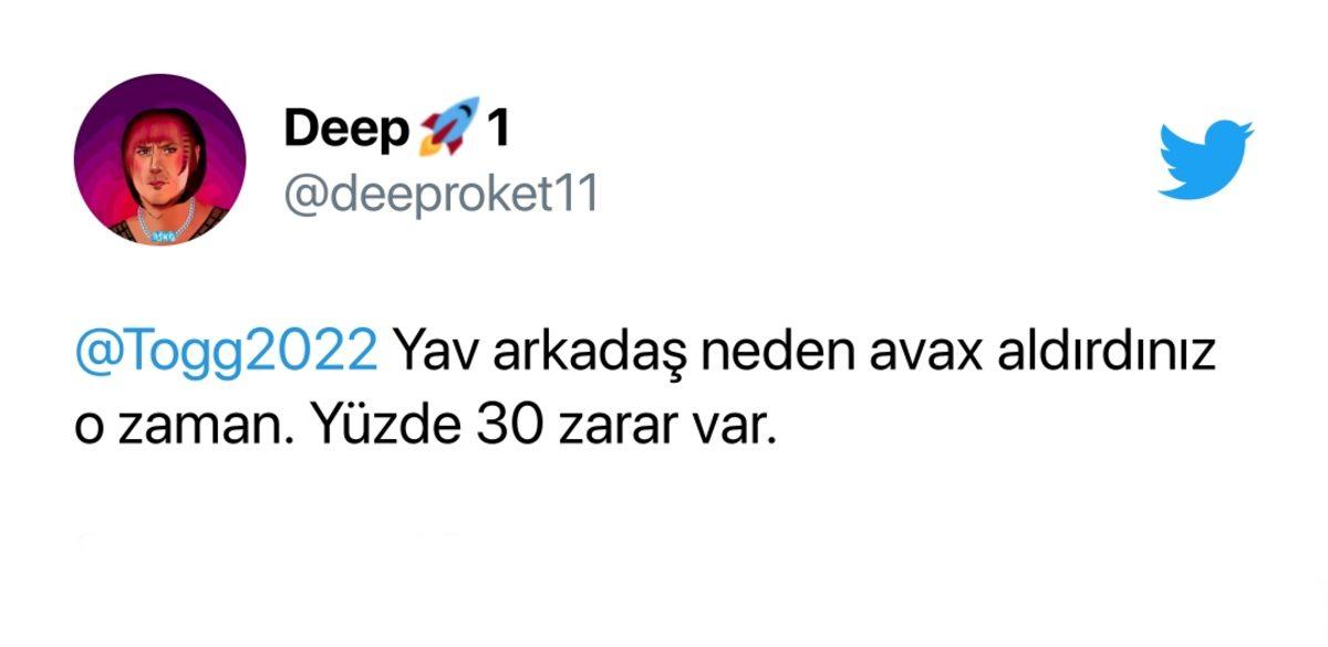 Togg’dan Ön Sipariş İçin AVAX Alanların Yüzde 25 Zarar Etmesi Hakkında Açıklama
