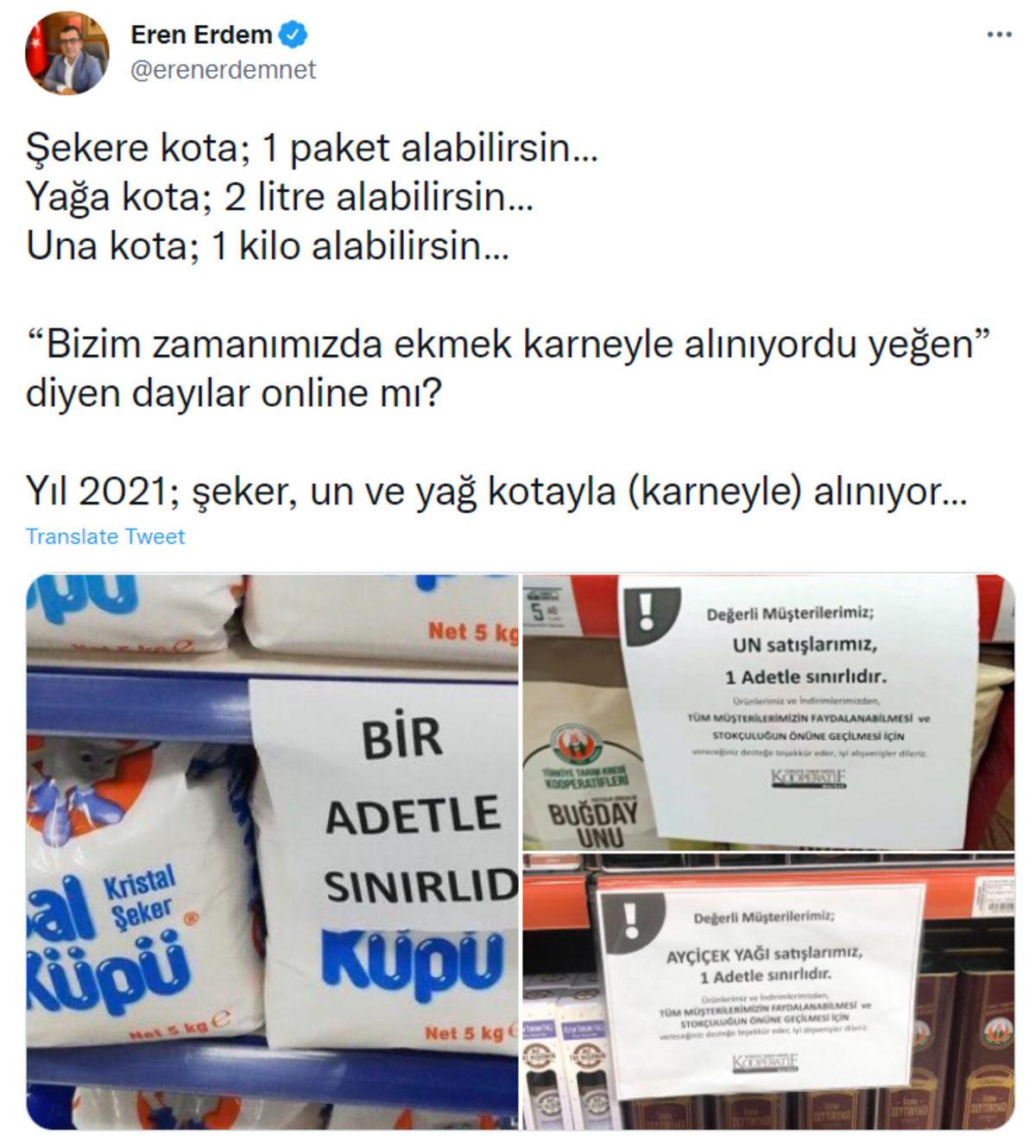 Marketlerde Temel Gıda Ürünlerinde ’Kota’ Uygulaması Yapılıyor: ’Tedarik Sorunları’ Gerekçe Gösteriliyor