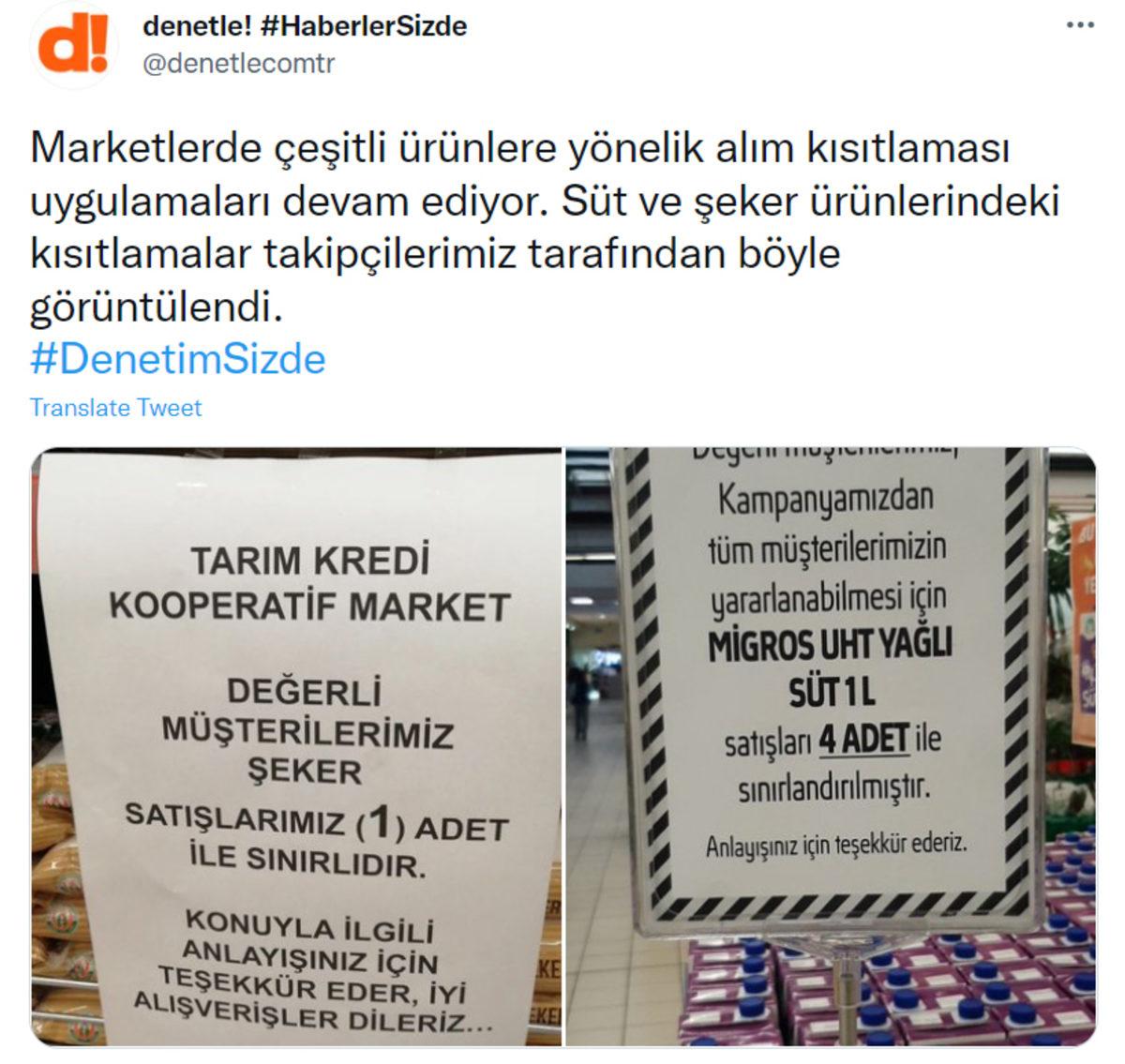 Marketlerde Temel Gıda Ürünlerinde ’Kota’ Uygulaması Yapılıyor: ’Tedarik Sorunları’ Gerekçe Gösteriliyor