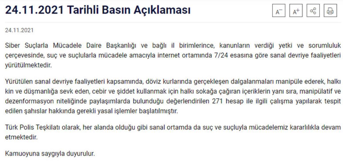 Emniyet, ’Halka Sokağa Çıkma Çağrısı’ Yapan 271 Sosyal Medya Hesabı İçin Harekete Geçti