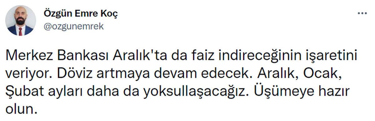 Merkez Bankası’ndan Faizin Aralık Ayında da Düşürülebileceğini Gösteren Açıklama