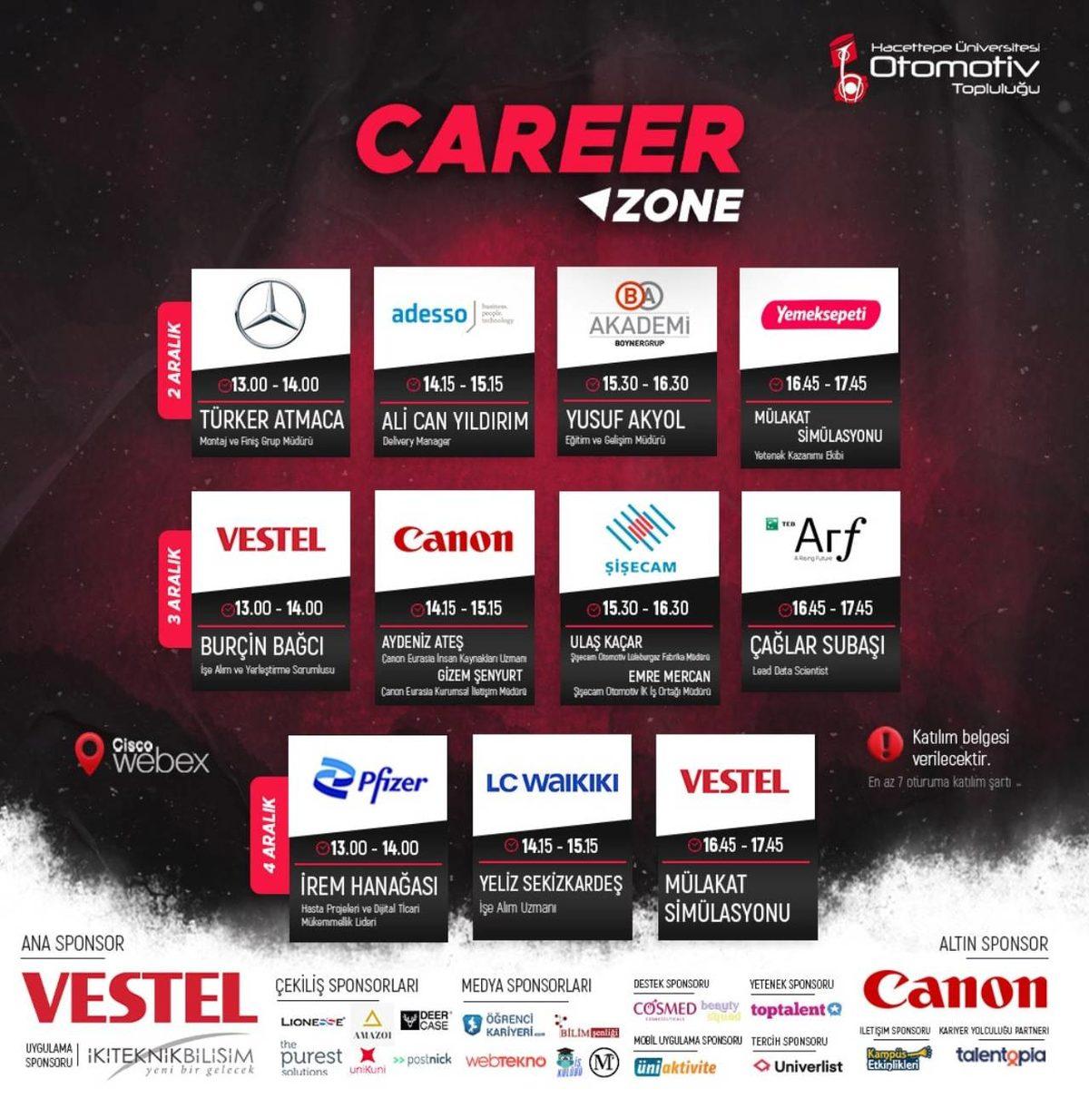 Hacettepe Otomotiv Topluluğu’nun Düzenlediği Career Zone’21, 2 Aralık’ta Başlıyor