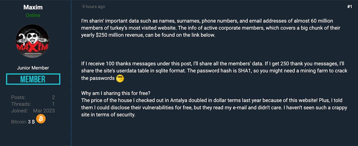Sahibinden.com Hacklendiğini Doğruladı: 70 Bini Aşkın Kullanıcının Bilgisi Ele Geçirildi!