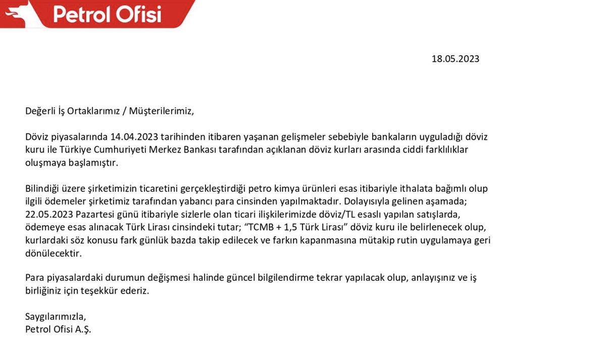 Petrol Ofisi, Akaryakıt Fiyatlarında Dolar Kurunu ’TCMB + 1,5 TL’ Olarak Belirleyeceği İddialarına Yanıt Verdi
