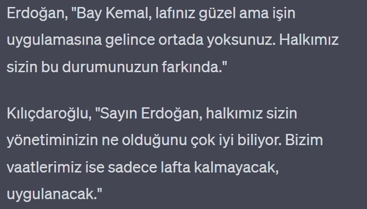 Kılıçdaroğlu ile Erdoğan’ı Yapay Zekâ Aracılığıyla Bir Araya Getirdik: İşte Tartışma Programındaki Hararetli Diyalogları...